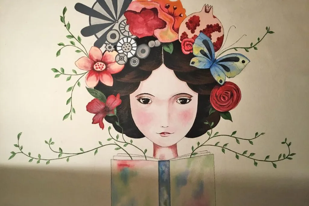 foto de pintura artística de Florentina para la noche de cuentos